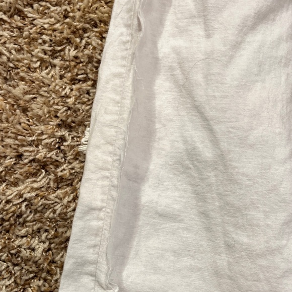 Upcycled Reworked White Linen Pants Floral Patchwork Cottagecore OOAK - Picture 5 of 6